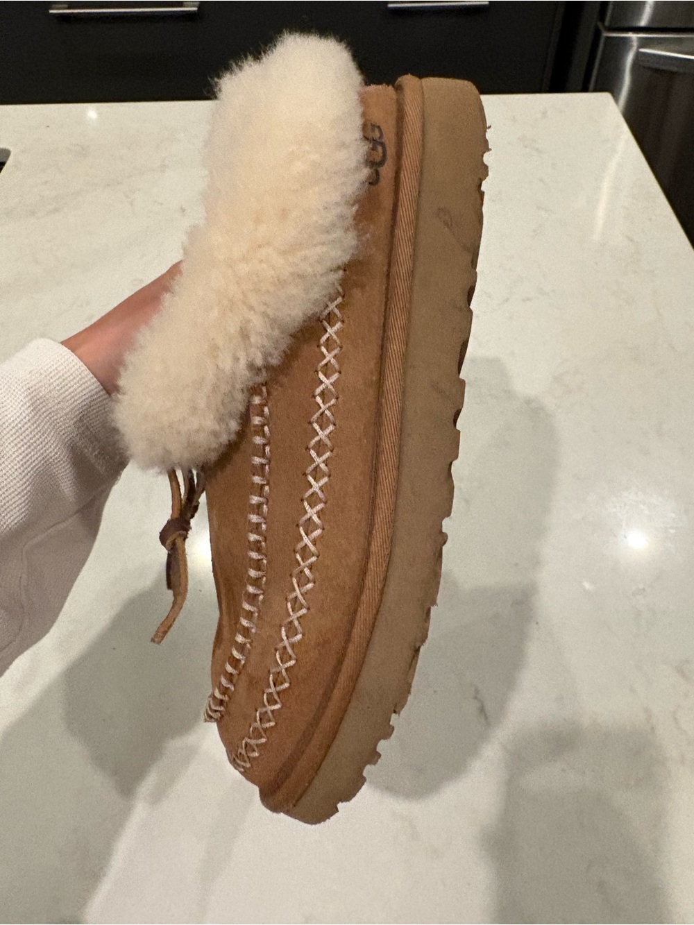 Uggs Shearling-Lined Suede Moccasin Slippers - Chestnut - Picture 6 of 13